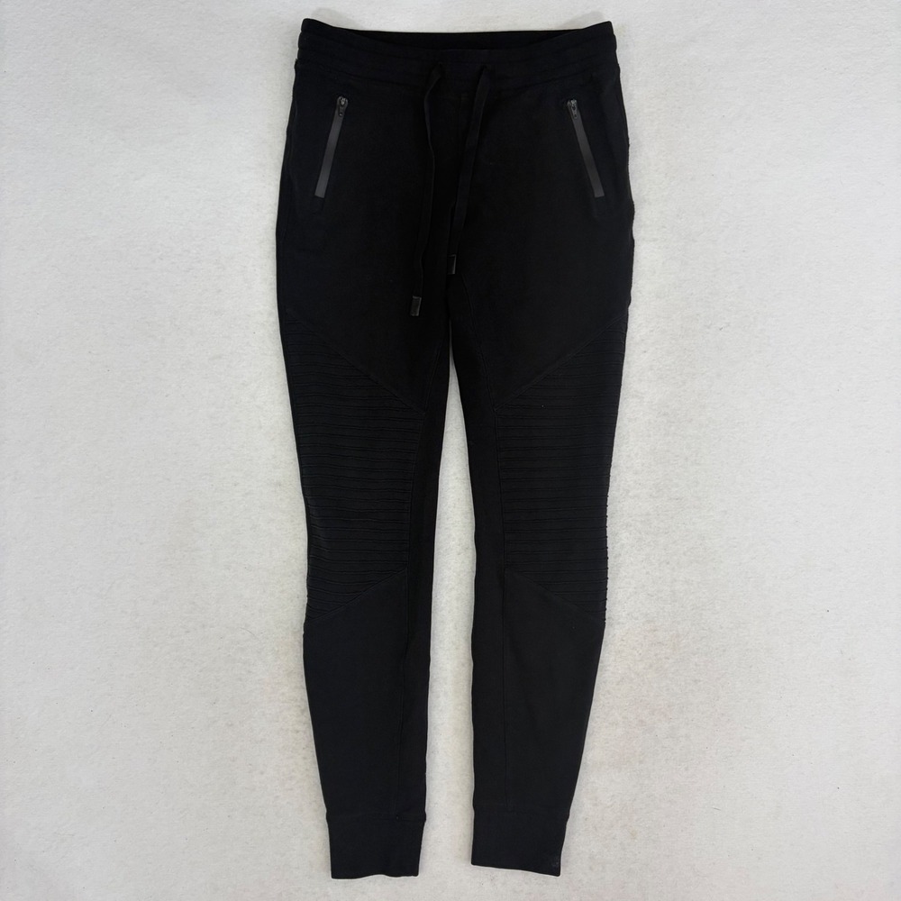 Alo Yoga Urban Moto Sweatpant Jogger Pants Mens Womens Small S Black Zip Ribbed